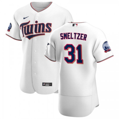 Minnesota Minnesota Twins #31 Devin Smeltzer Men's White Home 2020 60th Season Authentic Team Jersey Men's