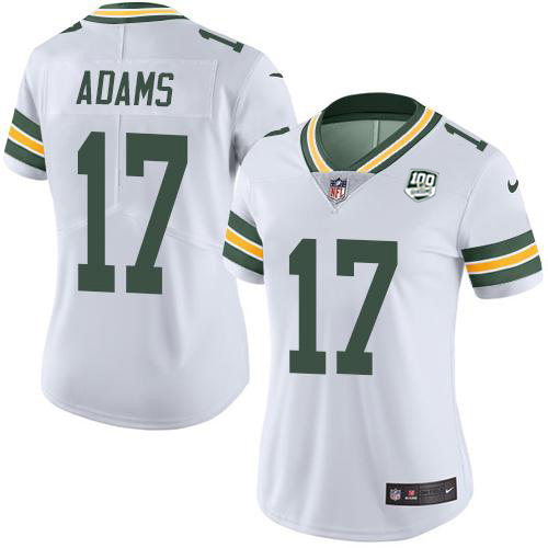 Packers #17 Davante Adams White Women's 100th Season Stitched Vapor Untouchable Limited Jersey