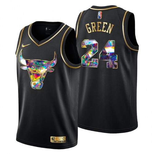 Chicago Chicago Bulls #24 Javonte Green Mens Golden Edition Diamond Logo 2021/22 Swingman Jersey - Black Mens