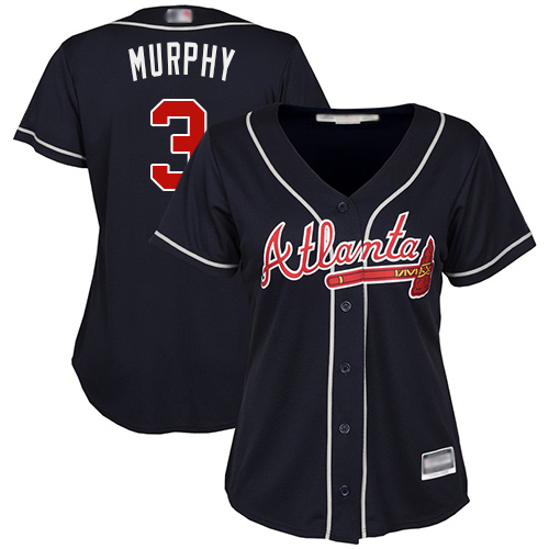 Atlanta Braves #3 Dale Murphy Navy Blue Alternate Women's Stitched Jersey Womens