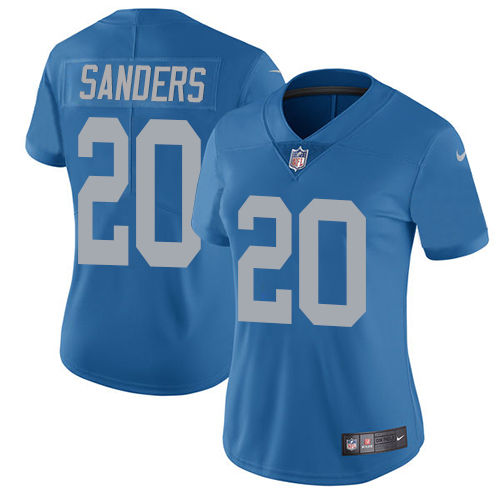 Lions #20 Barry Sanders Blue Throwback Women's Stitched Vapor Untouchable Limited Jersey