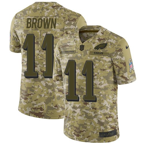 Eagles #11 A.J. Brown Camo Youth Stitched Limited 2018 Salute To Service Jersey