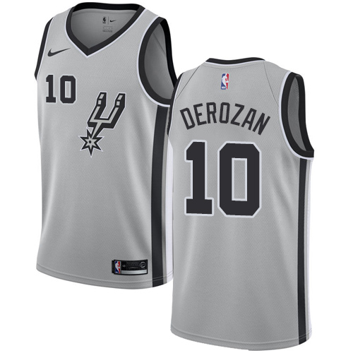 San Antonio Spurs #10 DeMar DeRozan Silver Swingman Statement Edition Jersey Mens