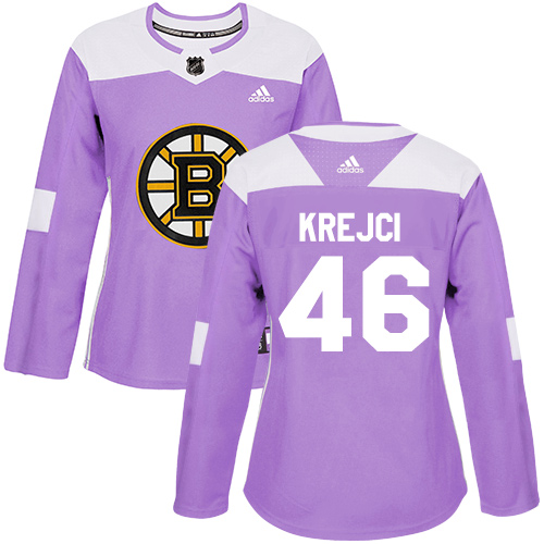 Adidas Boston Bruins #46 David Krejci Purple Authentic Fights Cancer Women's Stitched Jersey Womens