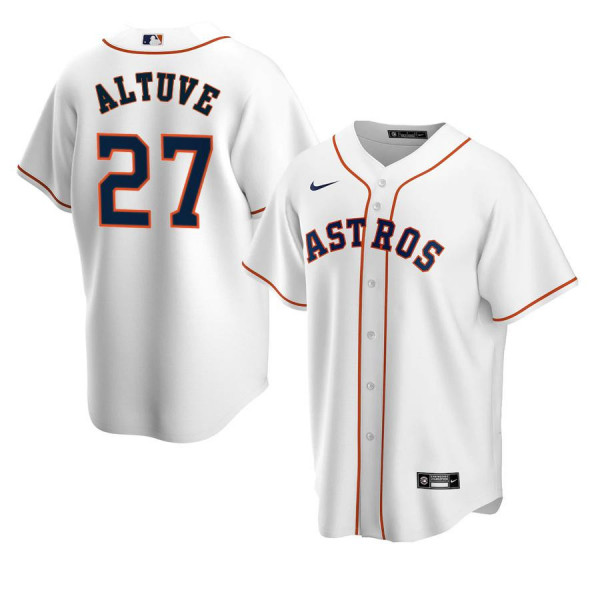 Men's Youth Women's Houston Astros 27 Replica 2020 White Home Jose Altuve Jersey