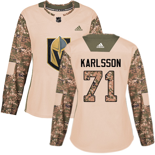 Adidas Golden Vegas Golden Knights #71 William Karlsson Camo Authentic 2017 Veterans Day Women's Stitched Jersey Womens