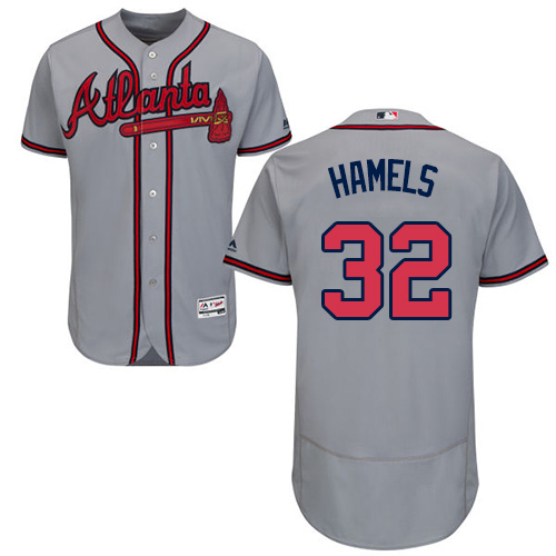 Atlanta Braves #32 Cole Hamels Grey Flexbase Authentic Collection Stitched Jersey Men's