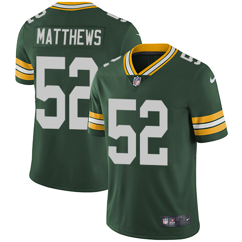 Green Bay Packers #52 Clay Matthews Green Team Color Men's Stitched Vapor Untouchable Limited Jersey Men's