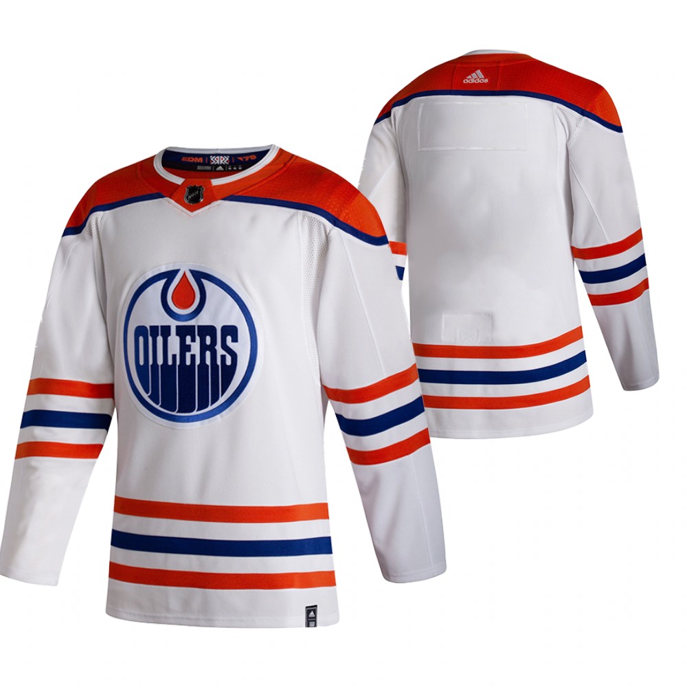 Edmonton Oilers Blank White Men's Adidas 2020-21 Reverse Retro Alternate Jersey