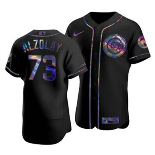 Chicago Chicago Cubs #73 Adbert Alzolay Men's Iridescent Holographic Collection Jersey - Black Men's