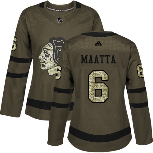Adidas Chicago Blackhawks #6 Olli Maatta Green Salute to Service Women's Stitched Jersey Womens
