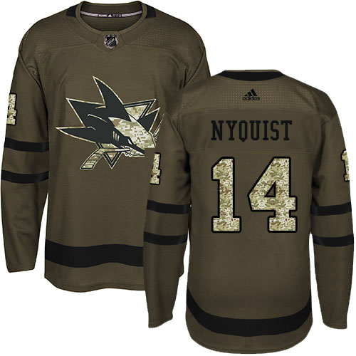 Adidas San Jose Sharks #14 Gustav Nyquist Green Salute To Service Stitched Jersey Men's