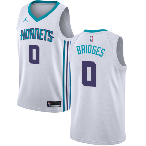 Charlotte Hornets #0 Miles Bridges White Womens Jordan Swingman Association Edition Jersey Womens