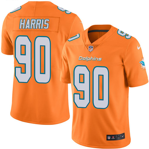 Miami Dolphins #90 Charles Harris Orange Youth Stitched Limited Rush Jersey Youth