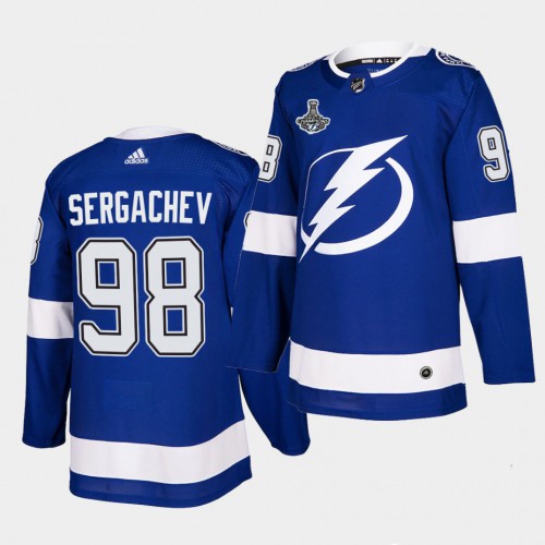 Adidas Tampa Bay Lightning #98 Mikhail Sergachev Blue Home Authentic 2021 Stanley Cup Champions Jersey Men's