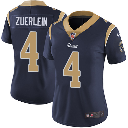 Los Angeles Rams #4 Greg Zuerlein Navy Blue Team Color Women's Stitched Vapor Untouchable Limited Jersey Womens