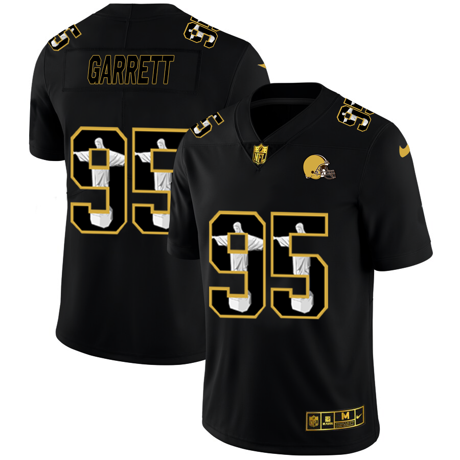 Cleveland Browns #95 Myles Garrett Men's Carbon Black Vapor Cristo Redentor Limited Jersey