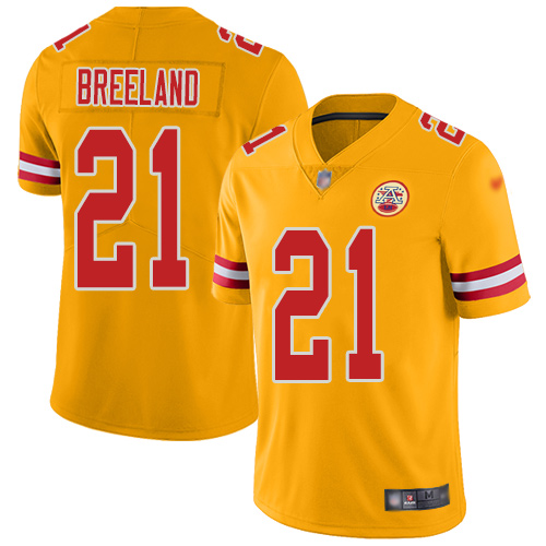 Kansas City Chiefs #21 Bashaud Breeland Gold Men's Stitched Limited Inverted Legend Jersey Men's