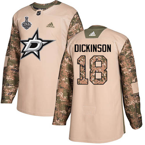 Adidas Dallas Stars #18 Jason Dickinson Camo Authentic 2017 Veterans Day 2020 Stanley Cup Final Stitched Jersey Men's