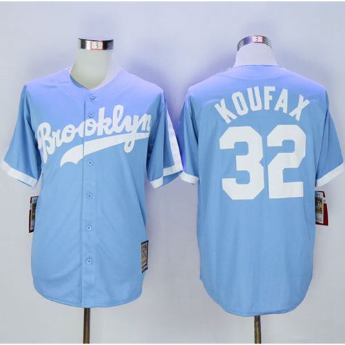 Mitchell And Ness Los Angeles Dodgers #32 Sandy Koufax Light Blue Throwback Stitched Jersey Men's