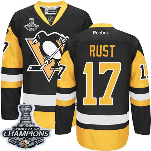 Pittsburgh Penguins #17 Bryan Rust Black Alternate 2017 Stanley Cup Finals Champions Stitched Jersey Men's