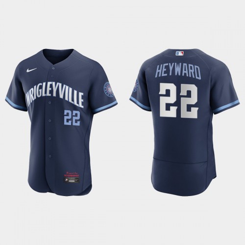 Chicago Chicago Cubs #22 Jason Heyward Men's 2021 City Connect Authentic Navy Jersey Men's