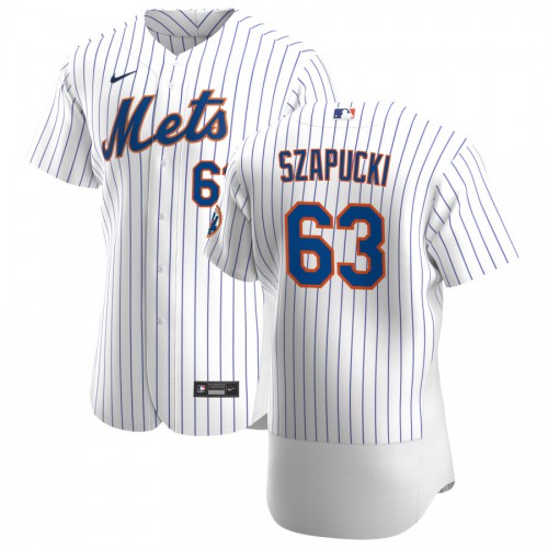 New York New York Mets #63 Thomas Szapucki Men's White Home 2020 Authentic Player Jersey Men's