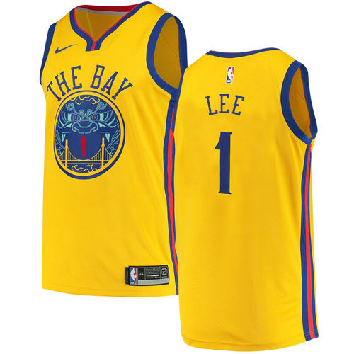 Golden State Warriors #1 Damion Lee Gold Swingman City Edition Jersey Mens