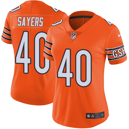 Chicago Bears #40 Gale Sayers Orange Women's Stitched Limited Rush Jersey Womens
