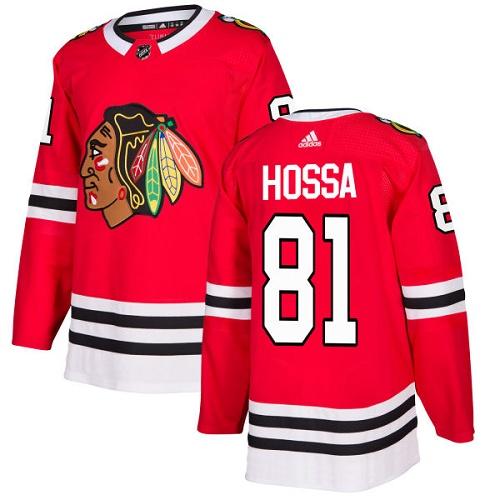 Adidas Chicago Blackhawks #81 Marian Hossa Red Home Authentic Stitched Jersey Men's