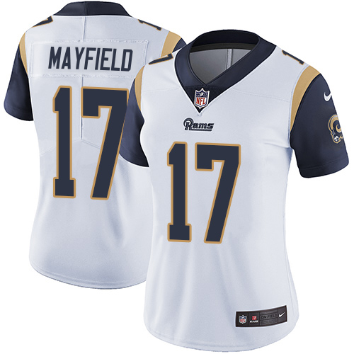 Rams #17 Baker Mayfield White Women's Stitched Vapor Untouchable Limited Jersey