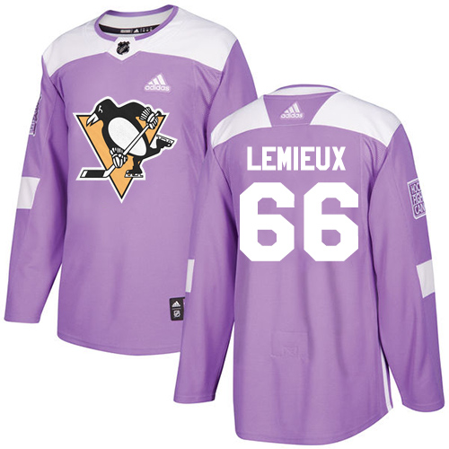 Adidas Pittsburgh Penguins #66 Mario Lemieux Purple Authentic Fights Cancer Stitched Youth Jersey Youth