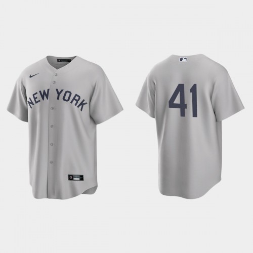 New York New York Yankees #41 Miguel Andujar Men's Gray 2021 Field of Dreams Game Jersey Men's