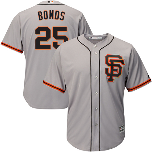San Francisco Giants #25 Barry Bonds Grey Road 2 Cool Base Stitched Youth Jersey Youth