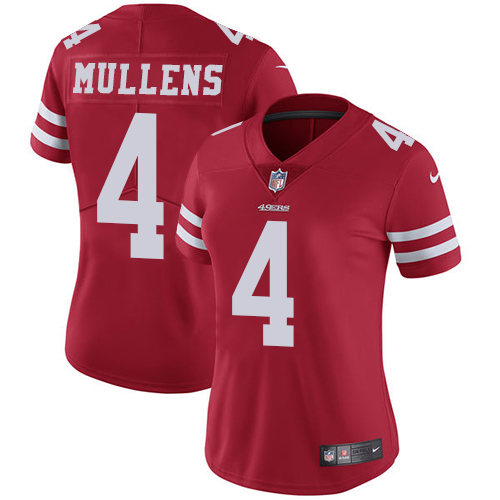San Francisco 49ers #4 Nick Mullens Red Team Color Women's Stitched Vapor Untouchable Limited Jersey Womens