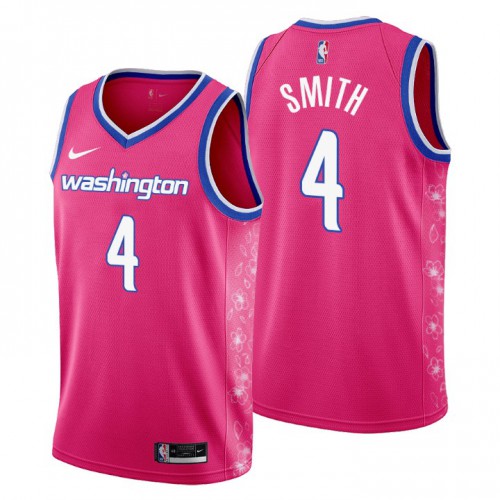 Washington Wizards #4 Ish Smith Mens 2022-23 City Edition Jersey - Cherry Blossom Pink Mens