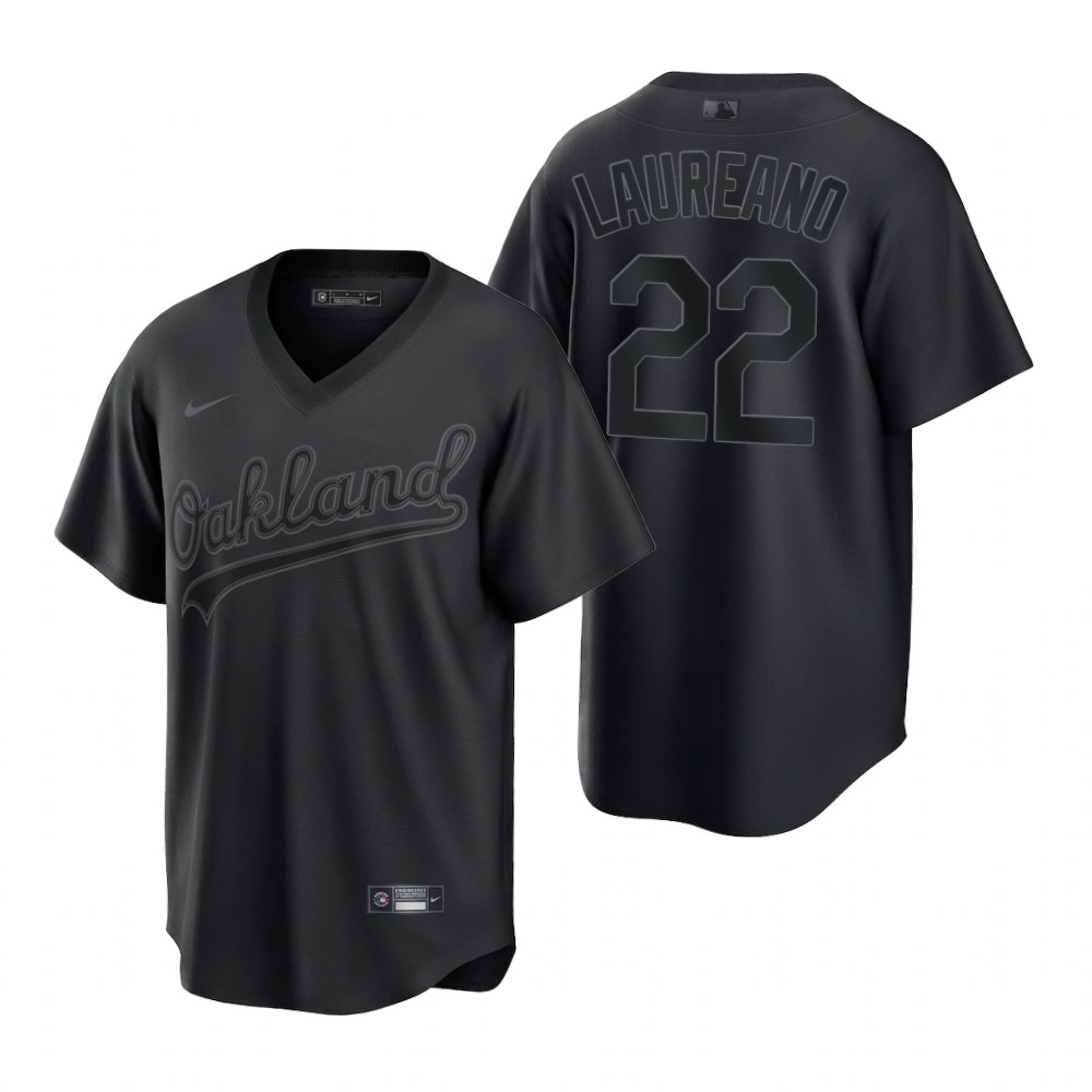 Oakland Athletics #22 Ramon Laureano Men's Black Pitch Black Fashion Jersey