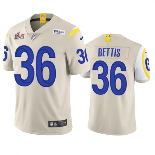 Los Angeles Los Angeles Rams #36 Jerome Bettis Men's Super Bowl LVI Patch Vapor Limited Jersey - Bone Men's