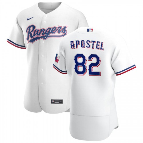 Texas Texas Rangers #82 Sherten Apostel Men's White Home 2020 Authentic Player Jersey Men's