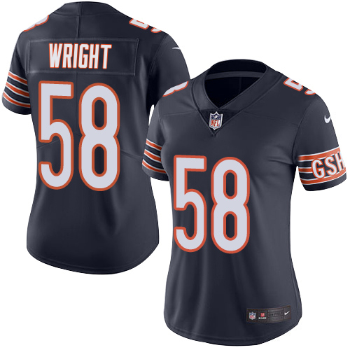Bears #58 Darnell Wright Navy Blue Team Color Women's Stitched Vapor Untouchable Limited Jersey