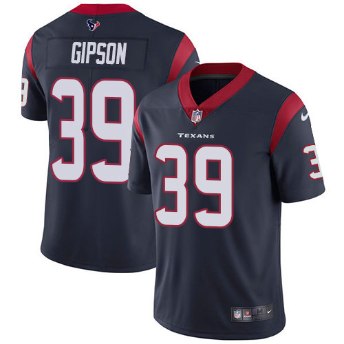 Houston Texans #39 Tashaun Gipson Navy Blue Team Color Men's Stitched Vapor Untouchable Limited Jersey Men's