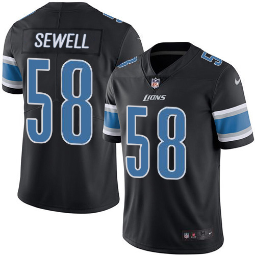 Detroit Detroit Lions #58 Penei Sewell Black Men's Stitched Limited Rush Jersey Men's