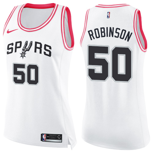 San Antonio Spurs #50 David Robinson White/Pink Womens Swingman Fashion Jersey Womens