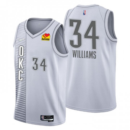 Oklahoma City Oklahoma City Thunder #34 Kenrich Williams Mens Gray 2021/22 Swingman Jersey - City Edition Mens