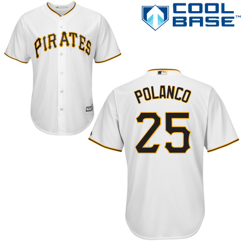 Pittsburgh Pirates #25 Gregory Polanco White Cool Base Stitched Youth Jersey Youth