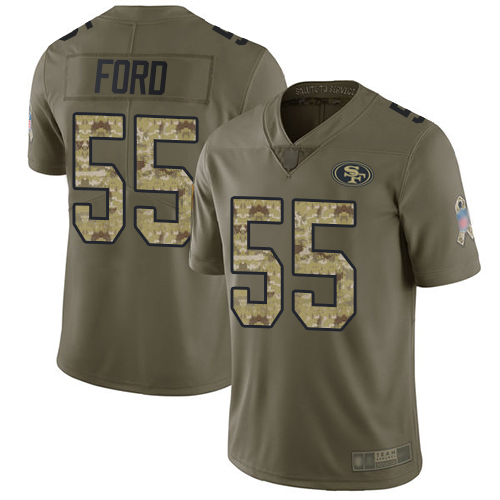 San Francisco 49ers #55 Dee Ford Olive/Camo Youth Stitched Limited 2017 Salute to Service Jersey Youth
