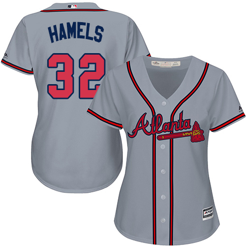 Atlanta Braves #32 Cole Hamels Grey Road Women's Stitched Jersey Womens