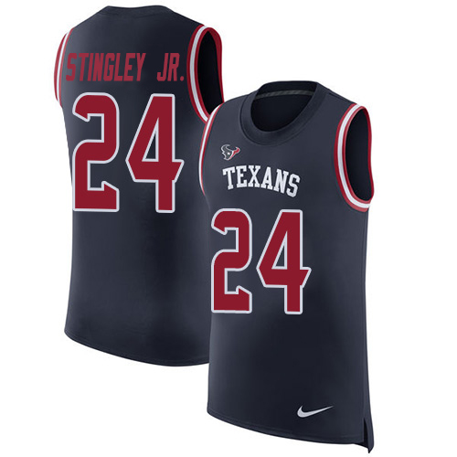 Texans #24 Derek Stingley Jr. Navy Blue Team Color Men's Stitched Limited Rush Tank Top Jersey