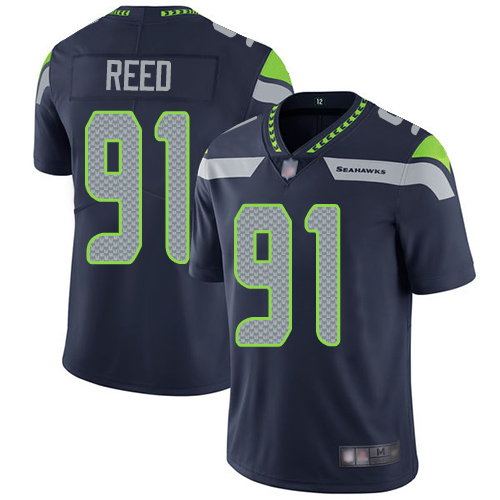 Seattle Seahawks #91 Jarran Reed Steel Blue Team Color Men's Stitched Vapor Untouchable Limited Jersey Men's
