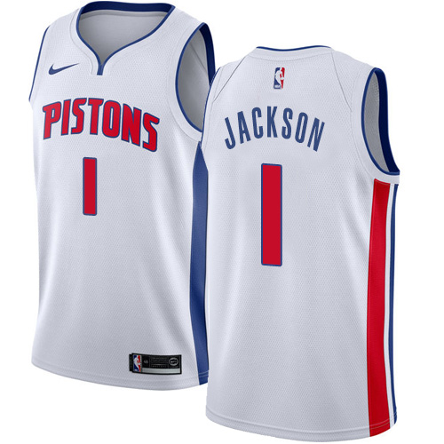 Detroit Pistons #1 Reggie Jackson White Swingman Association Edition Jersey Mens